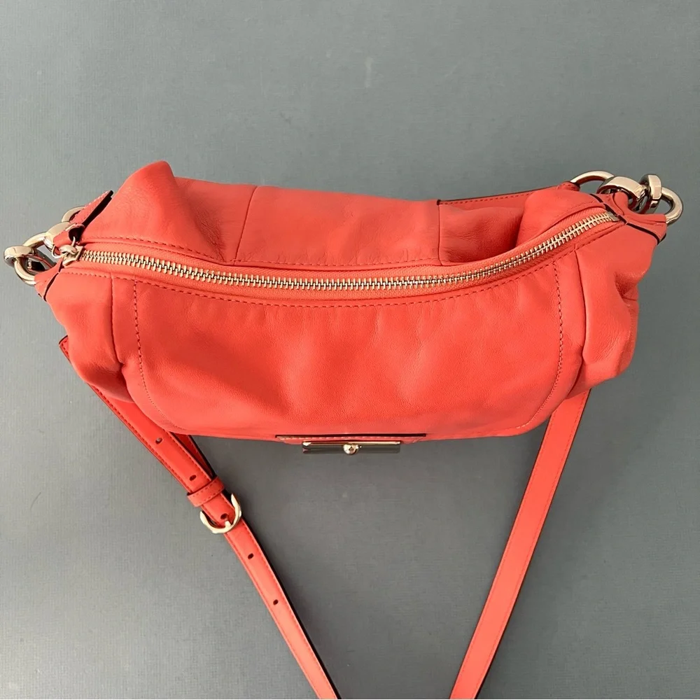 Coach Kirstin Coral Salmon Pink Leather Hobo Shoulder Bag‎